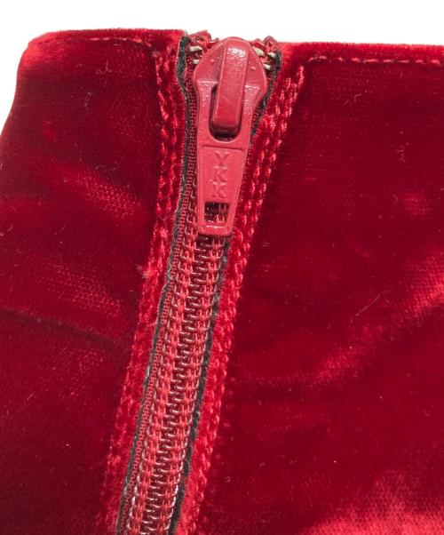 MM6 Maison Margiela（エムエムシックスメゾンマルジェラ）MM6 Maison Margiela (エムエムシックスメゾンマルジェラ) オープントゥベロアヒールブーツ レッド サイズ:37の古着・服飾アイテム