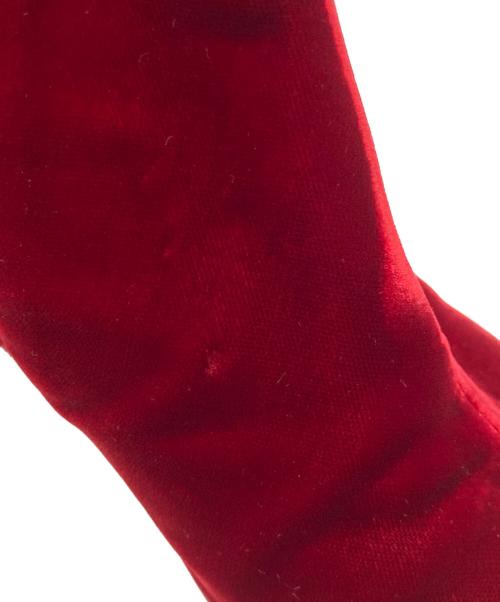 MM6 Maison Margiela（エムエムシックスメゾンマルジェラ）MM6 Maison Margiela (エムエムシックスメゾンマルジェラ) オープントゥベロアヒールブーツ レッド サイズ:37の古着・服飾アイテム