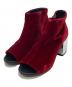 MM6 Maison Margiela（エムエムシックスメゾンマルジェラ）の古着「オープントゥベロアヒールブーツ」｜レッド