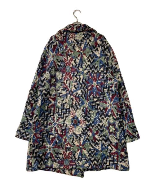 missoni（ミッソーニ）MISSONI (ミッソーニ) 総柄ロングコート ネイビー×ホワイト サイズ:44の古着・服飾アイテム