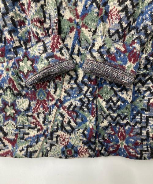missoni（ミッソーニ）MISSONI (ミッソーニ) 総柄ロングコート ネイビー×ホワイト サイズ:44の古着・服飾アイテム