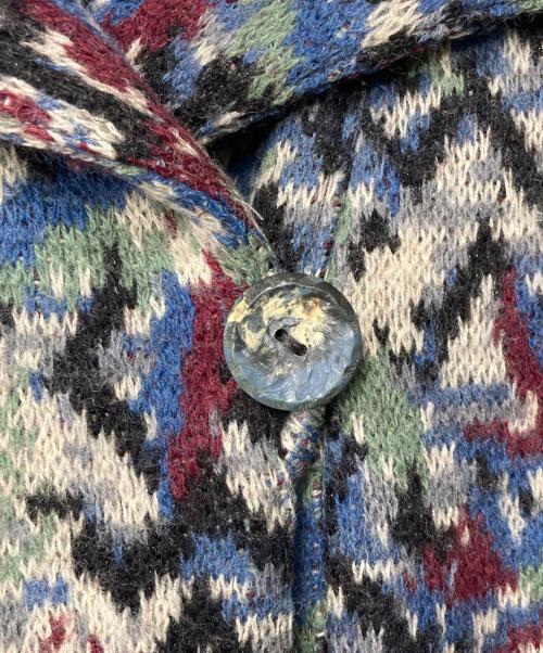 missoni（ミッソーニ）MISSONI (ミッソーニ) 総柄ロングコート ネイビー×ホワイト サイズ:44の古着・服飾アイテム