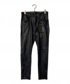 A LEATHERア レザー）の古着「ディアスキン レザーパンツ」｜ブラック