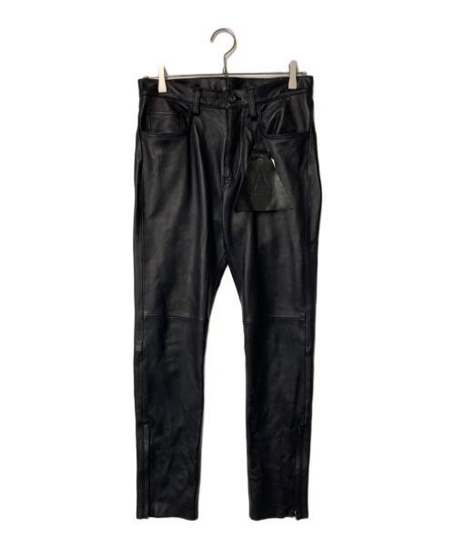 A LEATHER（ア レザー）A LEATHER (ア レザー) ディアスキン レザーパンツ ブラック サイズ:48Mの古着・服飾アイテム