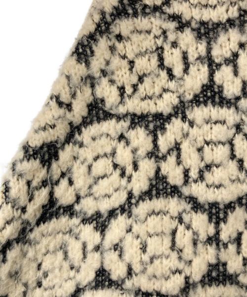 CHANEL（シャネル）CHANEL (シャネル) 総柄 ハーフジップニット ポンチョコート ブラック×アイボリー サイズ:38の古着・服飾アイテム