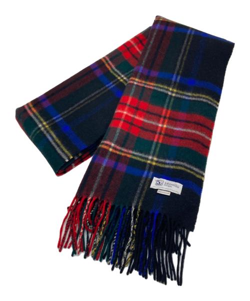 JOHNSTONS OF ELGIN（ジョンストンズオブエルガン）JOHNSTONS OF ELGIN (ジョンストンズオブエルガン) カシミヤチェックマフラー レッド×ブラックの古着・服飾アイテム