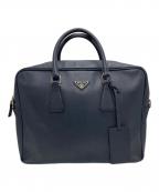 PRADAプラダ）の古着「SAFFIANO TRAVEL ロゴプレート ブリーフケース」｜ネイビー