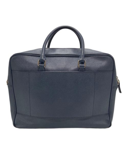 PRADA（プラダ）PRADA (プラダ) SAFFIANO TRAVEL ロゴプレート ブリーフケース ネイビーの古着・服飾アイテム