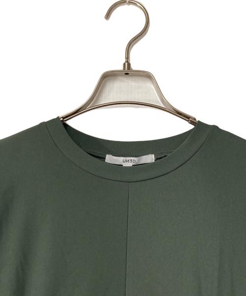 UN3D.（アンスリード）UN3D. (アンスリード) サイドギャザーポケットワンピース グリーン×ネイビー サイズ:38の古着・服飾アイテム