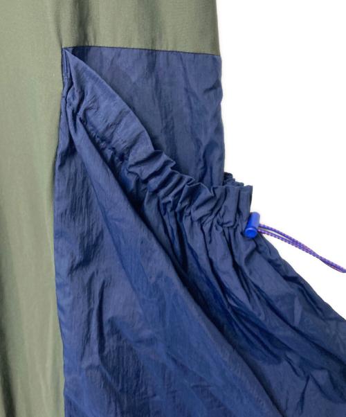 UN3D.（アンスリード）UN3D. (アンスリード) サイドギャザーポケットワンピース グリーン×ネイビー サイズ:38の古着・服飾アイテム