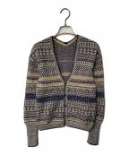 45rpm45アールピーエム）の古着「トリコットウールアルパカジャカードニットVネックカーディガン」｜ネイビー×ベージュ