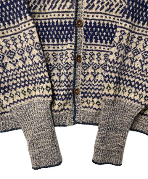 45rpm（45アールピーエム）45rpm (45アールピーエム) トリコットウールアルパカジャカードニットVネックカーディガン ネイビー×ベージュ サイズ:2の古着・服飾アイテム
