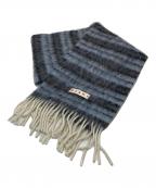 MARNIマルニ）の古着「モヘヤアルパカ混ボーダーマフラー」｜ブラック×ブルー