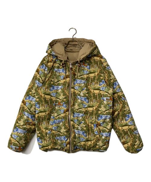 stussy（ステューシー）stussy (ステューシー) リバーシブルダウンジャケット ベージュ×グリーン サイズ:Mの古着・服飾アイテム