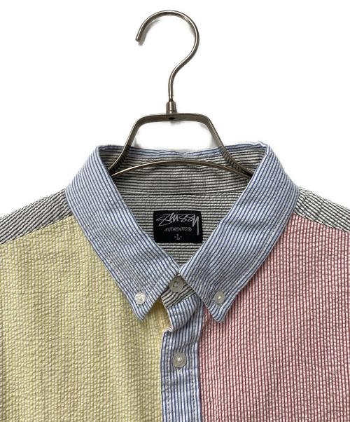 stussy（ステューシー）stussy (ステューシー) クレイジーパターンシアサッカーシャツ マルチカラー サイズ:Lの古着・服飾アイテム