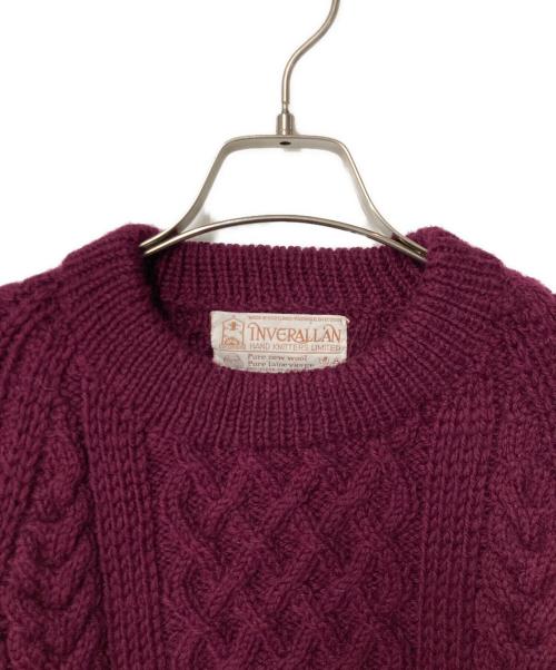 INVERALLAN（インバーアラン）INVERALLAN (インバーアラン) フィッシャーマンニット アランニット ボルドー サイズ:表記無し 実寸参照の古着・服飾アイテム