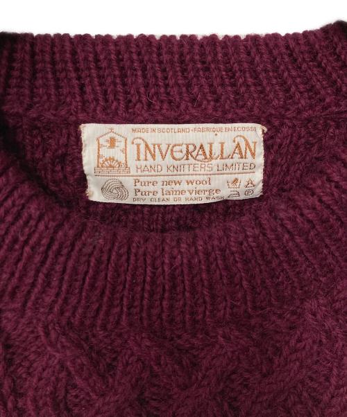 INVERALLAN（インバーアラン）INVERALLAN (インバーアラン) フィッシャーマンニット アランニット ボルドー サイズ:表記無し 実寸参照の古着・服飾アイテム