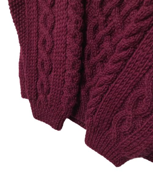 INVERALLAN（インバーアラン）INVERALLAN (インバーアラン) フィッシャーマンニット アランニット ボルドー サイズ:表記無し 実寸参照の古着・服飾アイテム