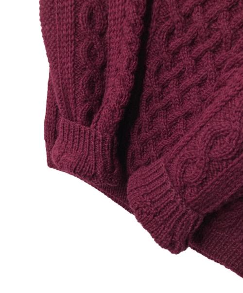 INVERALLAN（インバーアラン）INVERALLAN (インバーアラン) フィッシャーマンニット アランニット ボルドー サイズ:表記無し 実寸参照の古着・服飾アイテム