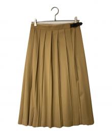 DES PRES（デ プレ）の古着「ハイツイストギャバジン プリーツミディスカート」｜ベージュ