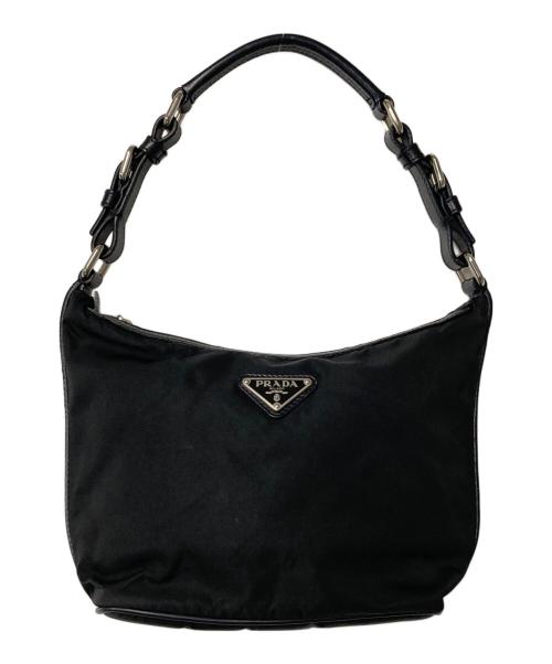 PRADA（プラダ）PRADA (プラダ) ロゴプレート ワンショルダーバッグ ブラックの古着・服飾アイテム