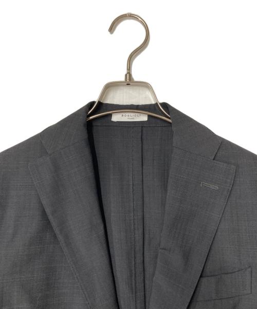 BOGLIOLI（ボリオリ）BOGLIOLI (ボリオリ) ウールコットンヘリンボーン3B段返りスーツ グレー サイズ:44の古着・服飾アイテム