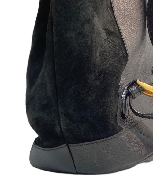 GUCCI（グッチ）GUCCI (グッチ) バンブー スエード 巾着リュック ブラックの古着・服飾アイテム