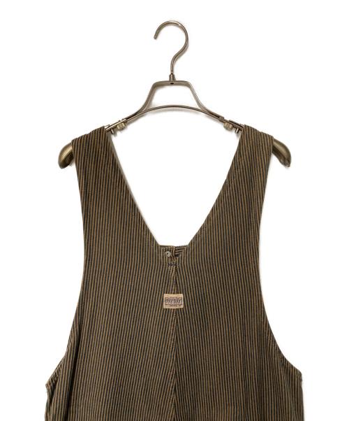 PAY DAY（ペイデイ）PAY DAY (ペイデイ) ストライプオーバーオール ブラウン サイズ:36の古着・服飾アイテム