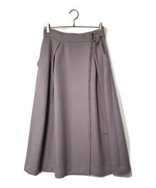 ebure（エブール）の古着「ベルテッドフリンジタックスカート」｜パープル