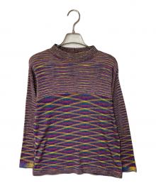 missoni（ミッソーニ）の古着「総柄 ラメモックネックニット」｜パープル×イエロー