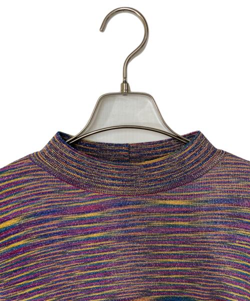 missoni（ミッソーニ）MISSONI (ミッソーニ) 総柄 ラメモックネックニット パープル×イエロー サイズ:42の古着・服飾アイテム
