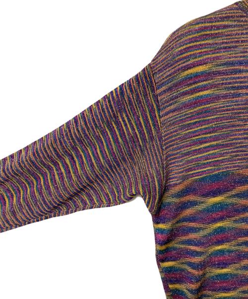missoni（ミッソーニ）MISSONI (ミッソーニ) 総柄 ラメモックネックニット パープル×イエロー サイズ:42の古着・服飾アイテム