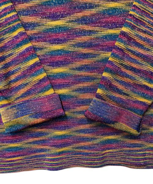 missoni（ミッソーニ）MISSONI (ミッソーニ) 総柄 ラメモックネックニット パープル×イエロー サイズ:42の古着・服飾アイテム