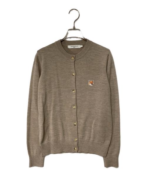 maison kitsune（メゾンキツネ）maison kitsune (メゾンキツネ) フォックスヘッドパッチカーディガン ベージュ サイズ:Sの古着・服飾アイテム