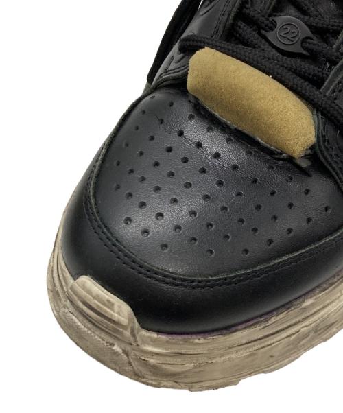 Maison Margiela（メゾンマルジェラ）Maison Margiela (メゾンマルジェラ) retro fit ダメージ加工厚底ロートップスニーカー ブラック サイズ:43の古着・服飾アイテム