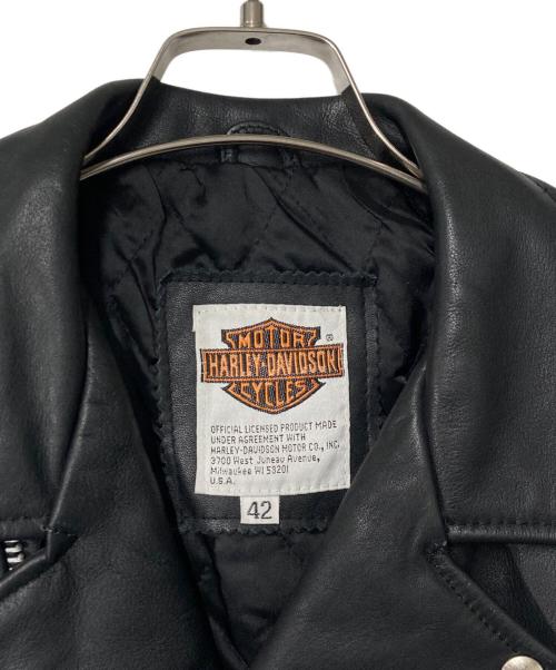 HARLEY-DAVIDSON（ハーレーダビッドソン）HARLEY-DAVIDSON (ハーレーダビッドソン) フリンジ ダブルカウレザーライダースジャケット ブラック サイズ:42の古着・服飾アイテム