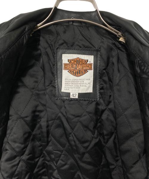 HARLEY-DAVIDSON（ハーレーダビッドソン）HARLEY-DAVIDSON (ハーレーダビッドソン) フリンジ ダブルカウレザーライダースジャケット ブラック サイズ:42の古着・服飾アイテム
