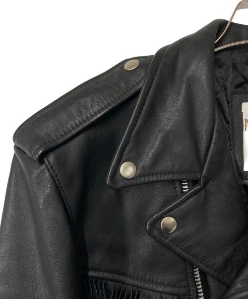 HARLEY-DAVIDSON（ハーレーダビッドソン）HARLEY-DAVIDSON (ハーレーダビッドソン) フリンジ ダブルカウレザーライダースジャケット ブラック サイズ:42の古着・服飾アイテム