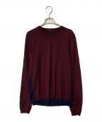 GUCCIグッチ）の古着「バイカラークルーネックニット」｜ボルドー×ネイビー