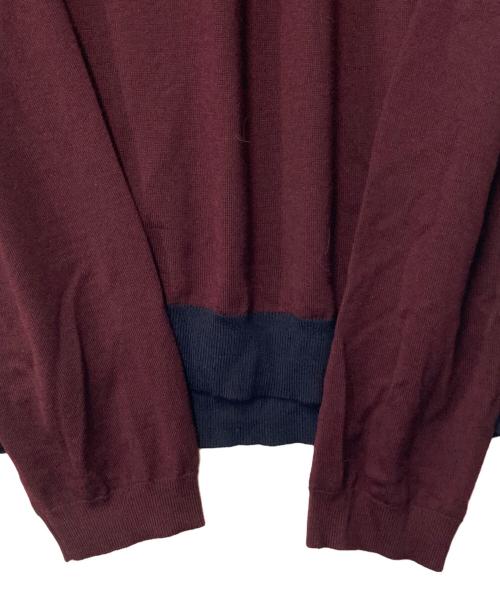 GUCCI（グッチ）GUCCI (グッチ) バイカラークルーネックニット ボルドー×ネイビー サイズ:Mの古着・服飾アイテム