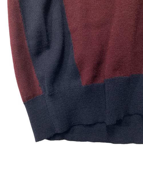 GUCCI（グッチ）GUCCI (グッチ) バイカラークルーネックニット ボルドー×ネイビー サイズ:Mの古着・服飾アイテム