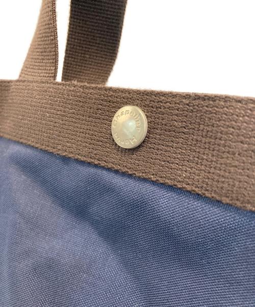 Herve Chapelier（エルベシャプリエ）Herve Chapelier (エルベシャプリエ) 707C コーデュラ舟型トートM ネイビー×ブラウンの古着・服飾アイテム