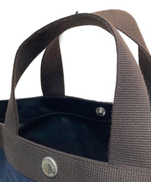 Herve Chapelier（エルベシャプリエ）Herve Chapelier (エルベシャプリエ) 707C コーデュラ舟型トートM ネイビー×ブラウンの古着・服飾アイテム