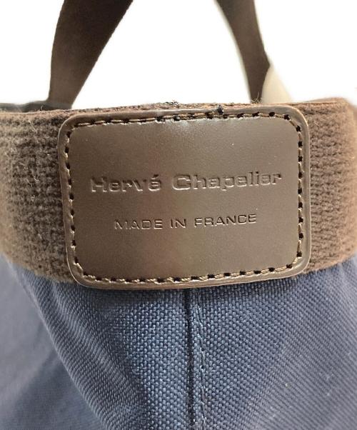 Herve Chapelier（エルベシャプリエ）Herve Chapelier (エルベシャプリエ) 707C コーデュラ舟型トートM ネイビー×ブラウンの古着・服飾アイテム
