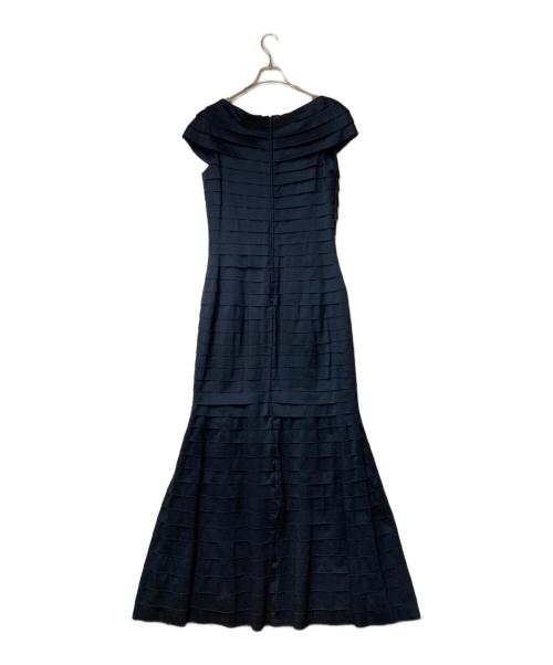 TADASHI SHOJI（タダシ ショージ）TADASHI SHOJI (タダシ ショージ) ティアード コサージュ ロングドレス ネイビー サイズ:12の古着・服飾アイテム