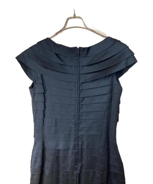 TADASHI SHOJI（タダシ ショージ）TADASHI SHOJI (タダシ ショージ) ティアード コサージュ ロングドレス ネイビー サイズ:12の古着・服飾アイテム