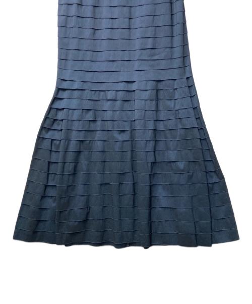 TADASHI SHOJI（タダシ ショージ）TADASHI SHOJI (タダシ ショージ) ティアード コサージュ ロングドレス ネイビー サイズ:12の古着・服飾アイテム