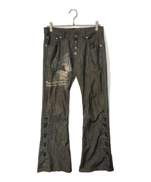 TORNADO MART（トルネードマート）TORNADO MART (トルネードマート) レースアップフレアデニムパンツ グレー サイズ:Lの古着・服飾アイテム