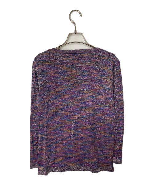 missoni（ミッソーニ）MISSONI (ミッソーニ) 総柄ラメニットカットソー パープル×オレンジ サイズ:44の古着・服飾アイテム