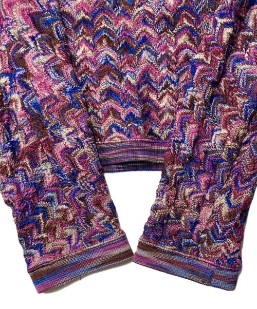 missoni（ミッソーニ）missoni (ミッソーニ) ジグザグ柄ニット ピンク×ブルー サイズ:42の古着・服飾アイテム